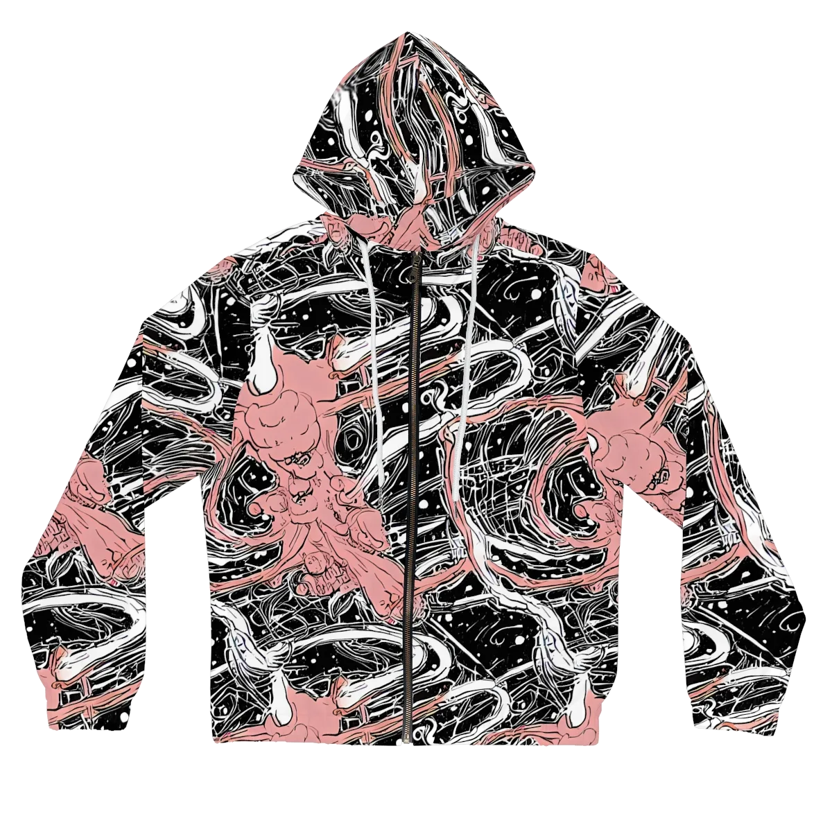 Blush Ink Current on Women's Full-Zip Hoodie — Front