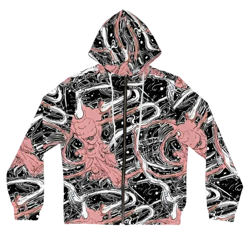 Blush Ink Current on a Women's Full-Zip Hoodie