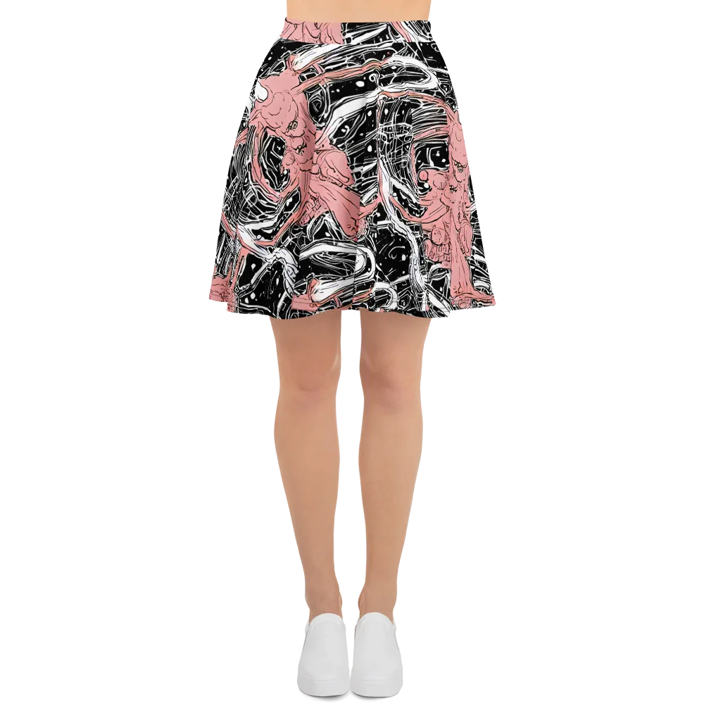 Blush Ink Current on Skater Skirt — Front