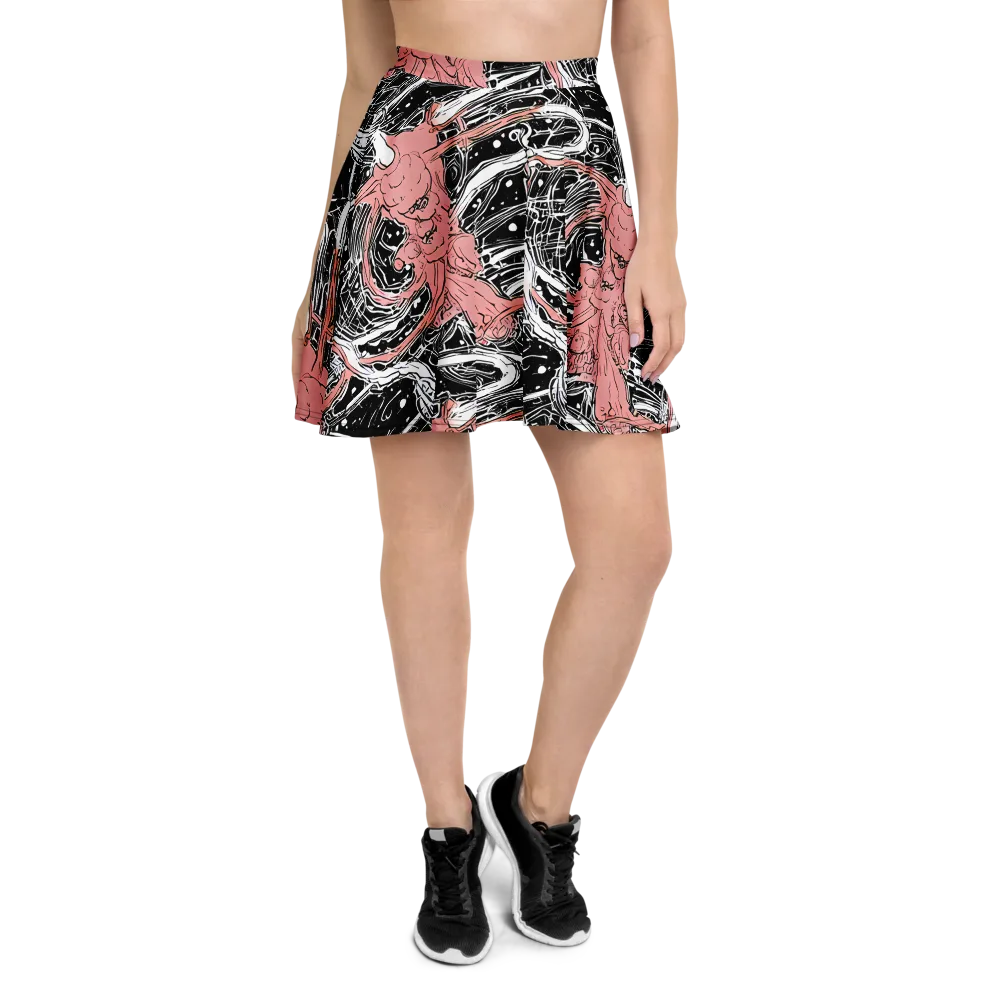Blush Ink Current on Skater Skirt — Front