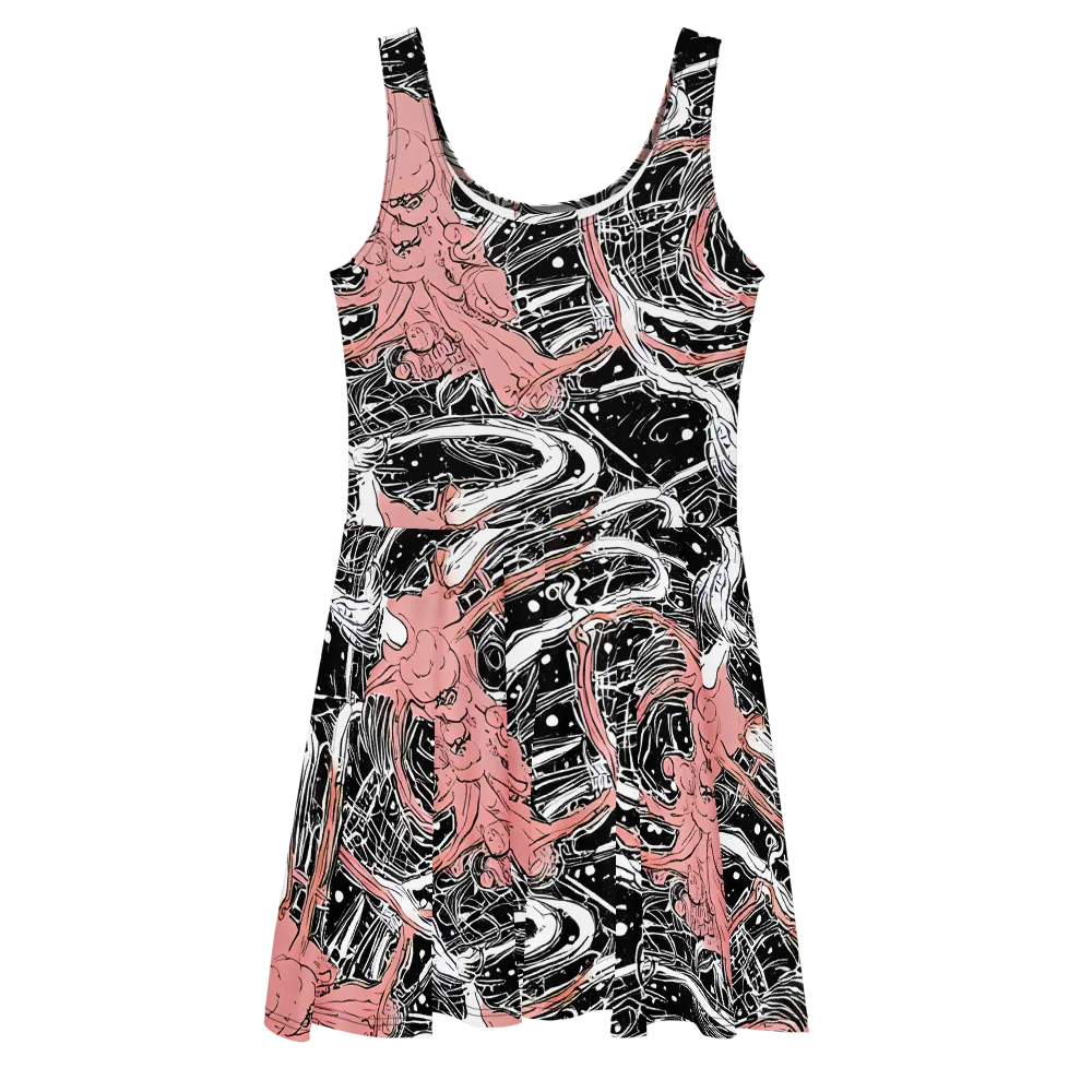 Blush Ink Current on Skater Dress — Front