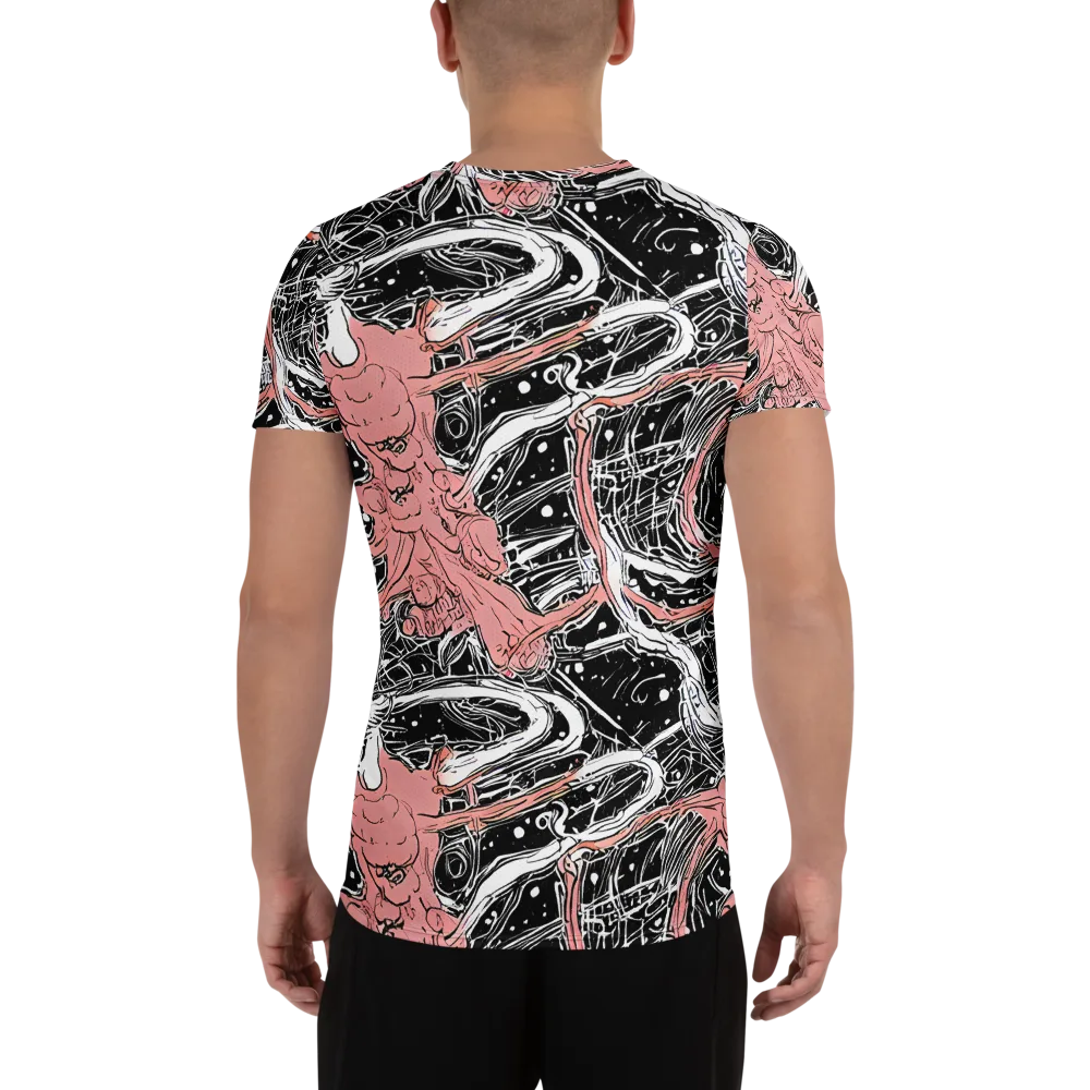 Blush Ink Current on Men's Athletic T-Shirt — Back