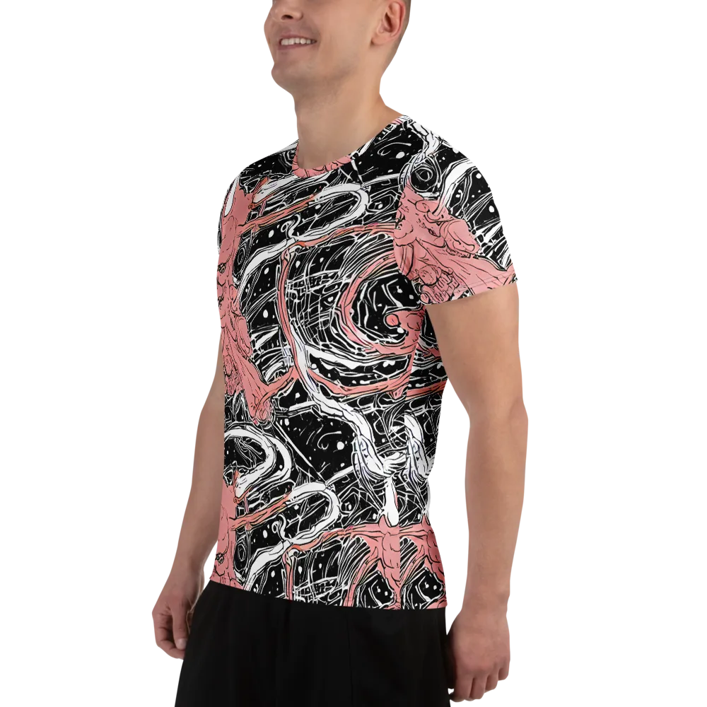 Blush Ink Current on Men's Athletic T-Shirt — Left