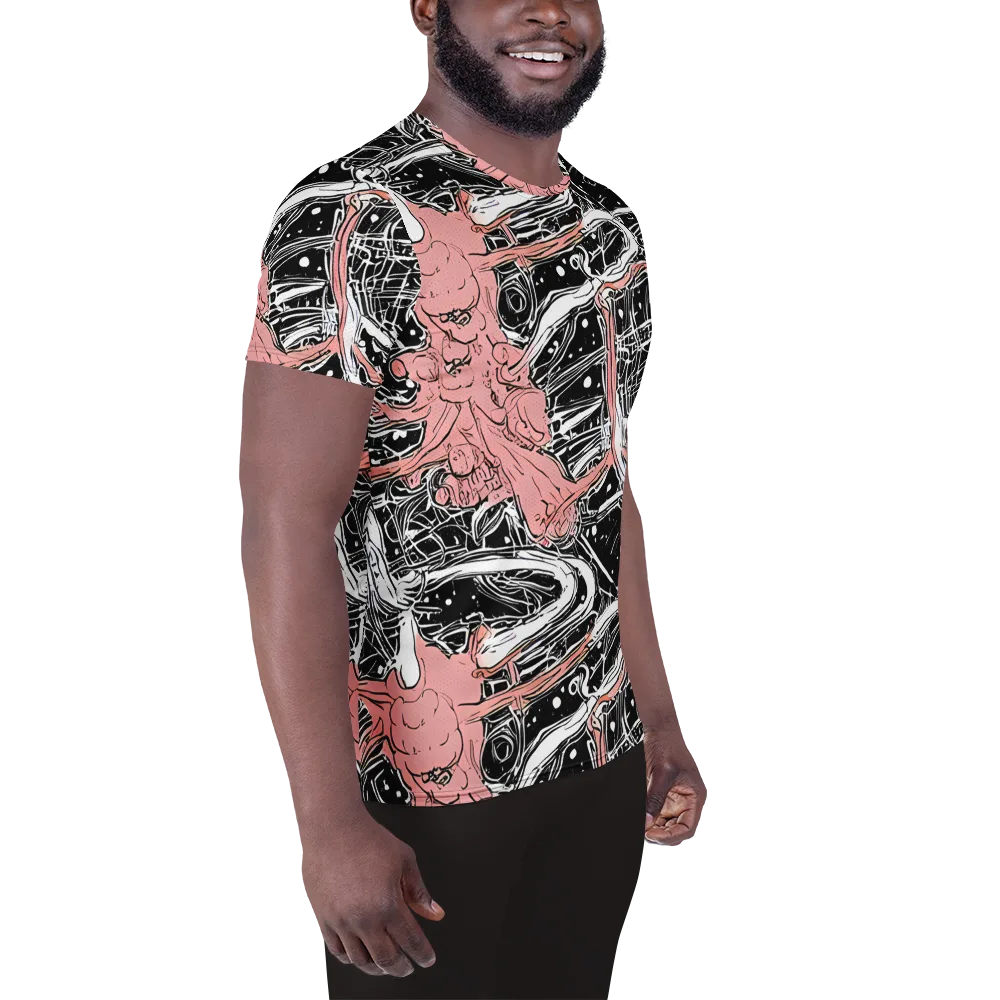 Blush Ink Current on Men's Athletic T-Shirt — Right