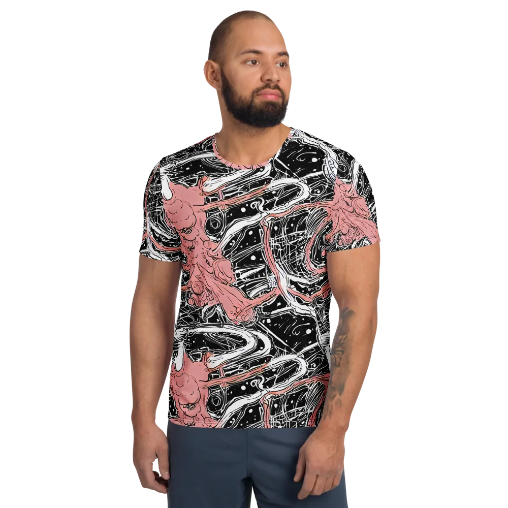 Blush Ink Current on Men's Athletic T-Shirt — Front