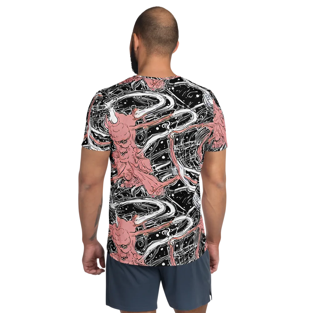 Blush Ink Current on Men's Athletic T-Shirt — Back