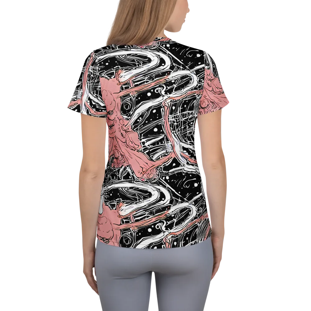 Blush Ink Current on Women's Athletic T-Shirt — Back