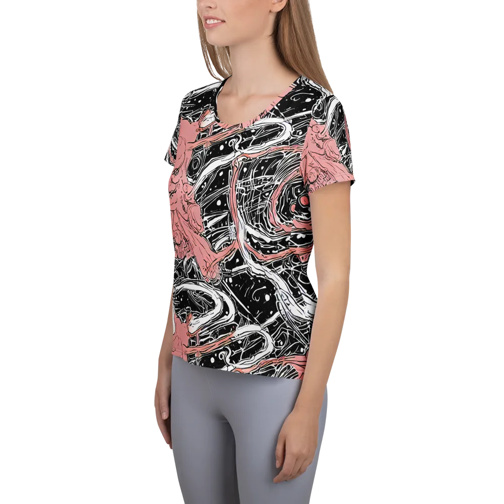 Blush Ink Current on Women's Athletic T-Shirt — Left
