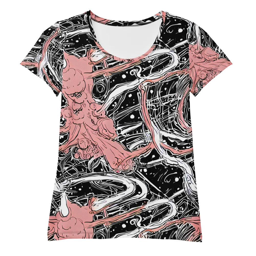 Blush Ink Current on Women's Athletic T-Shirt — Front