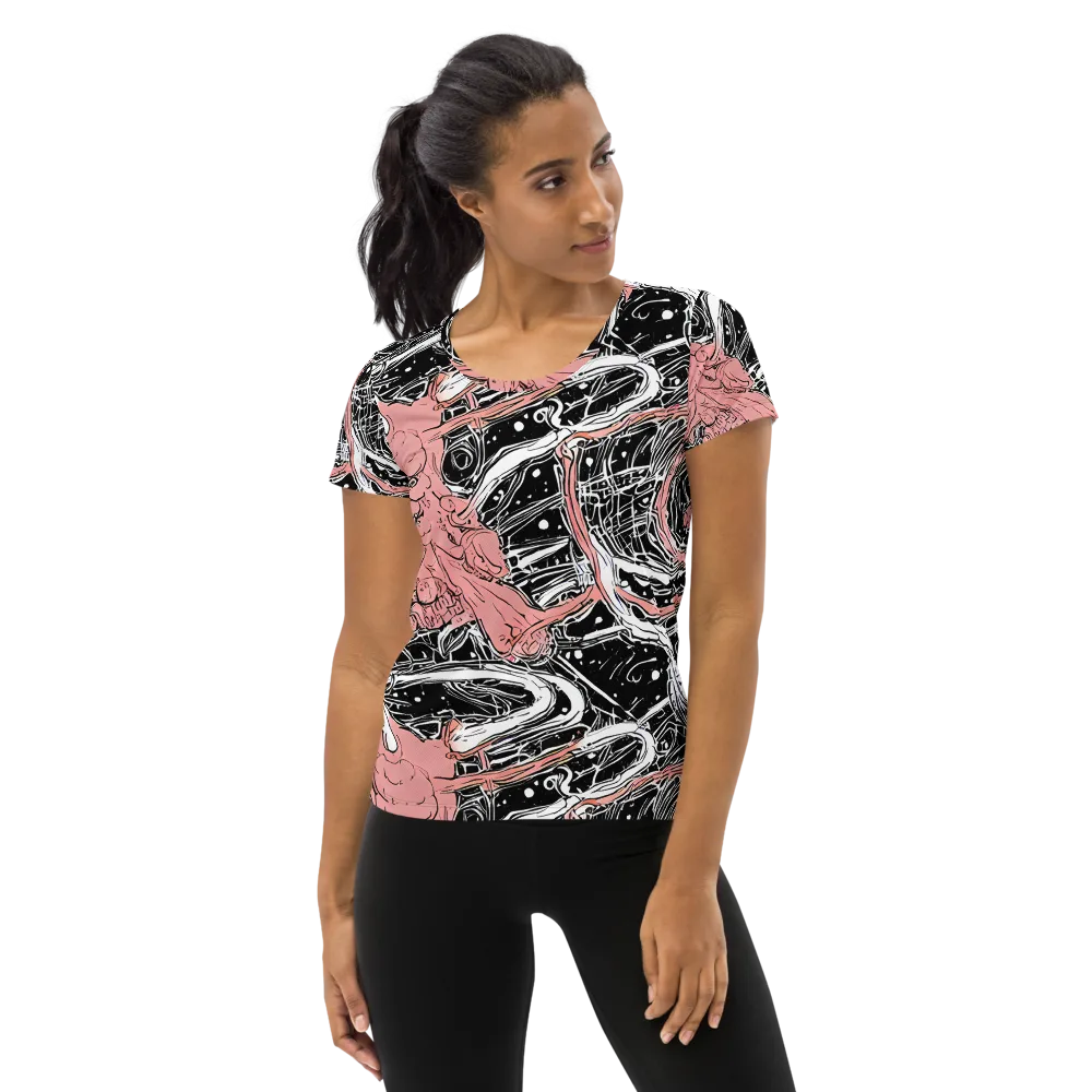 Blush Ink Current on Women's Athletic T-Shirt — Front