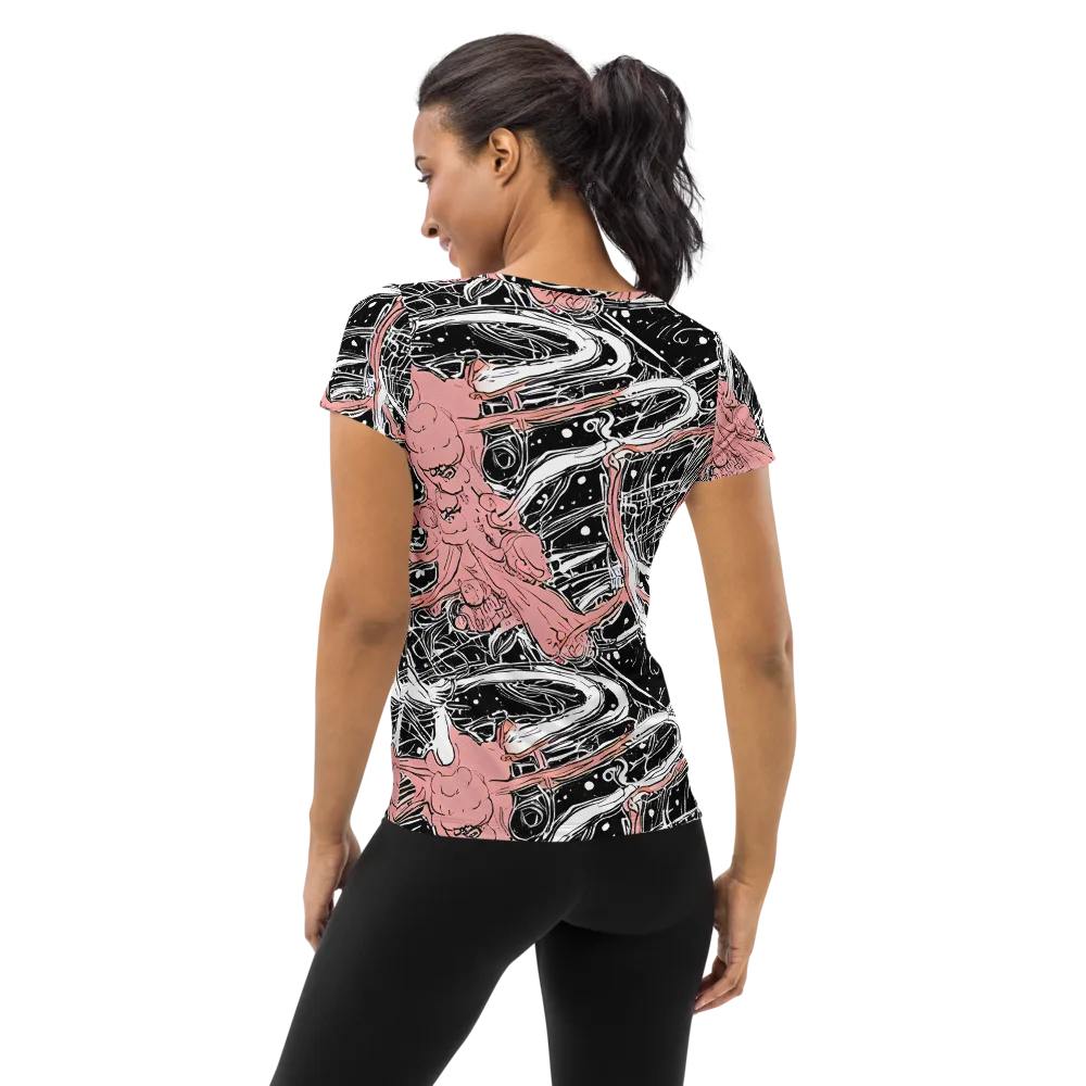 Blush Ink Current on Women's Athletic T-Shirt — Back