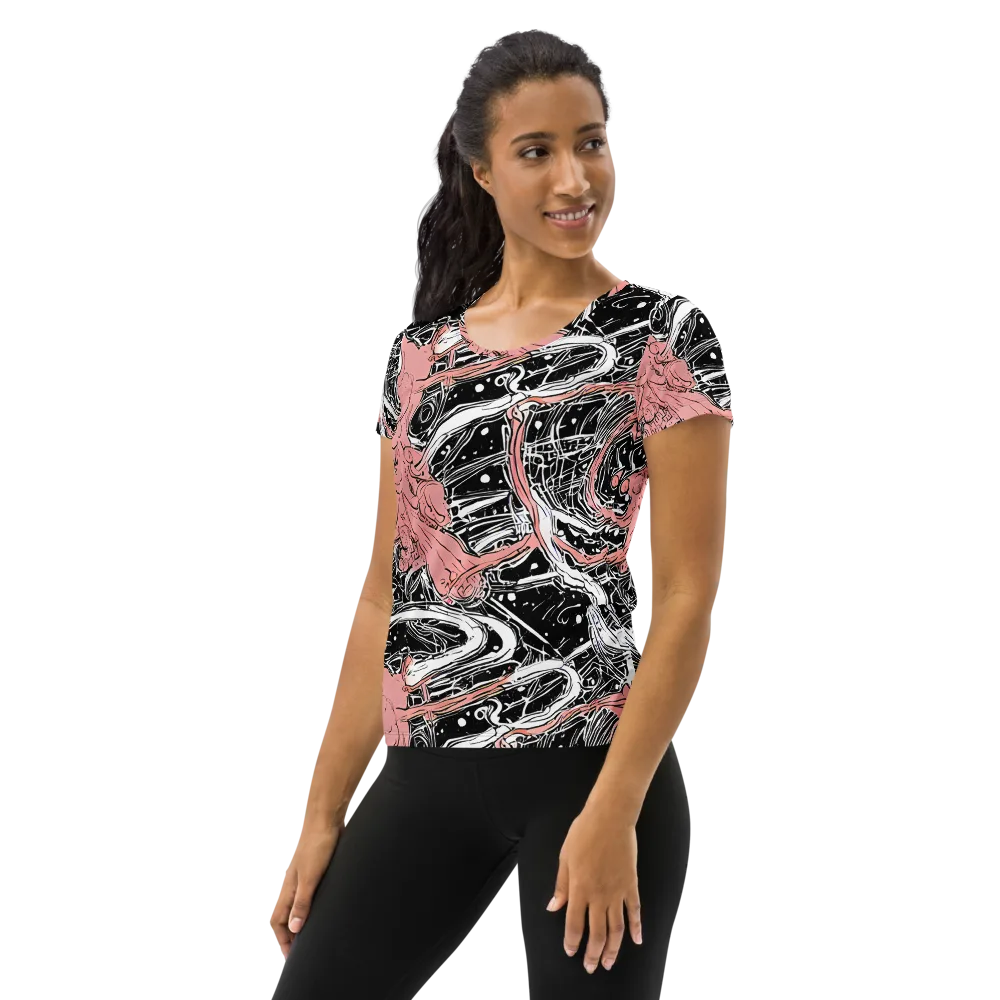 Blush Ink Current on Women's Athletic T-Shirt — Left