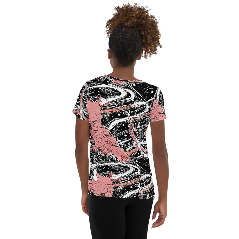 Blush Ink Current on Women's Athletic T-Shirt — Back