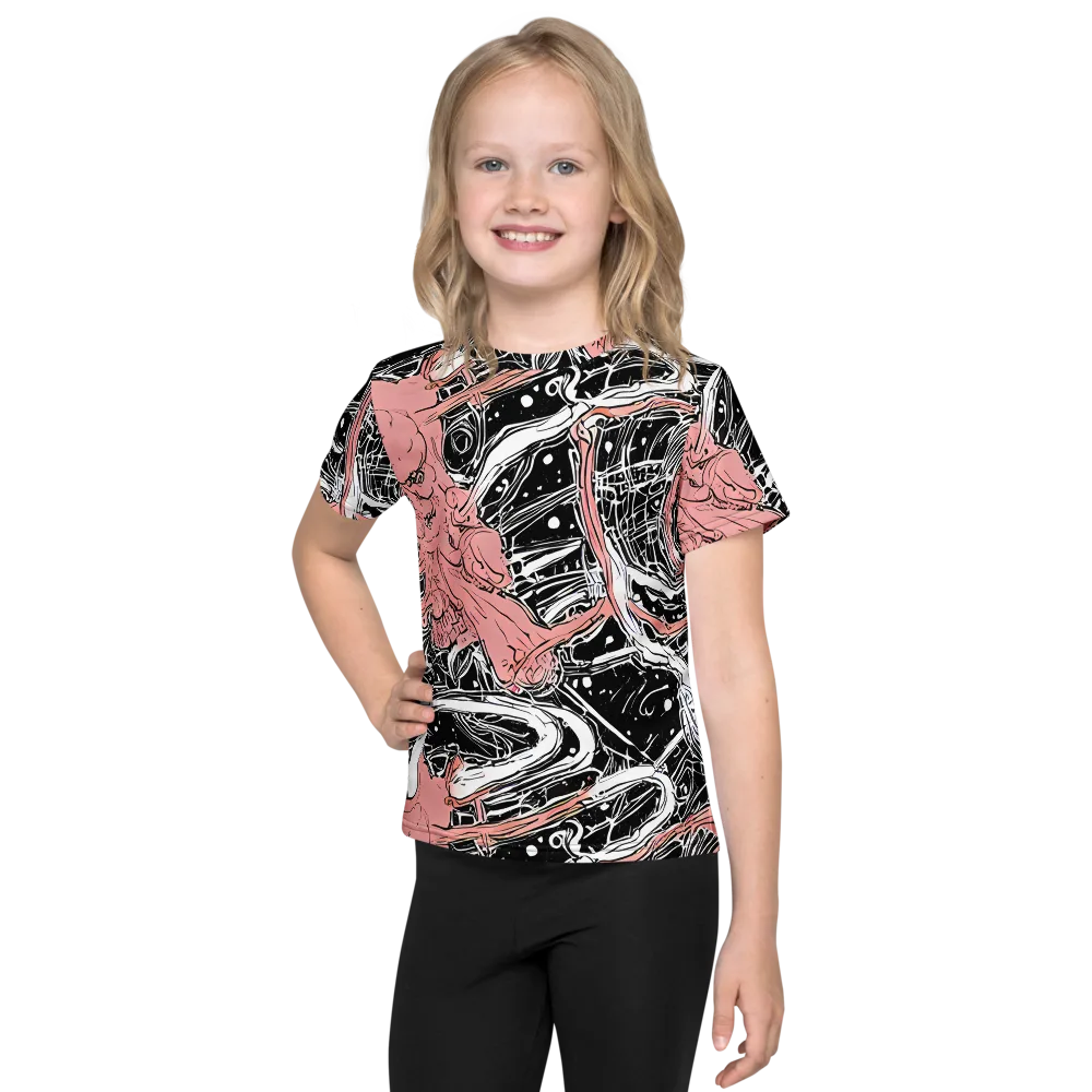 Blush Ink Current on Kids Crew Neck T-Shirt — Front