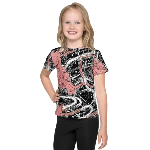 Blush Ink Current on a Kids Crew Neck T-Shirt