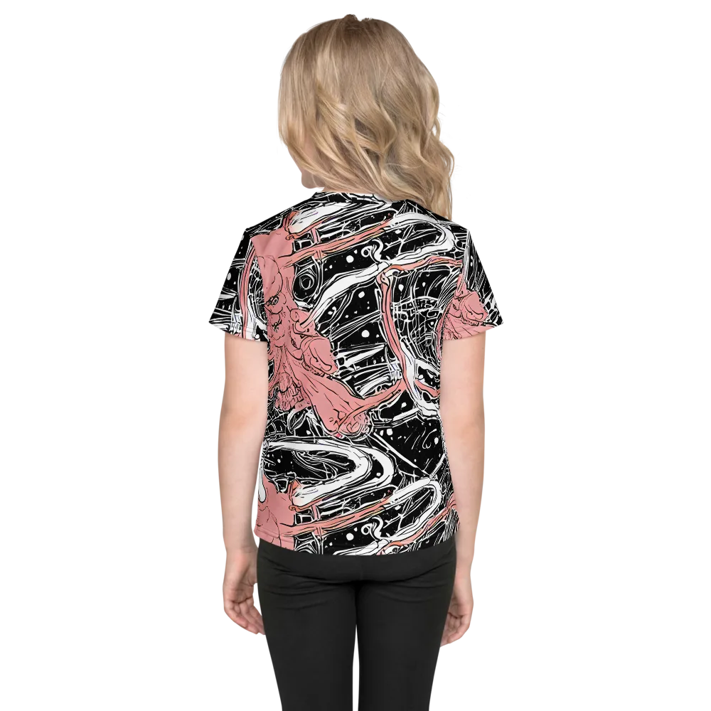 Blush Ink Current on Kids Crew Neck T-Shirt — Back