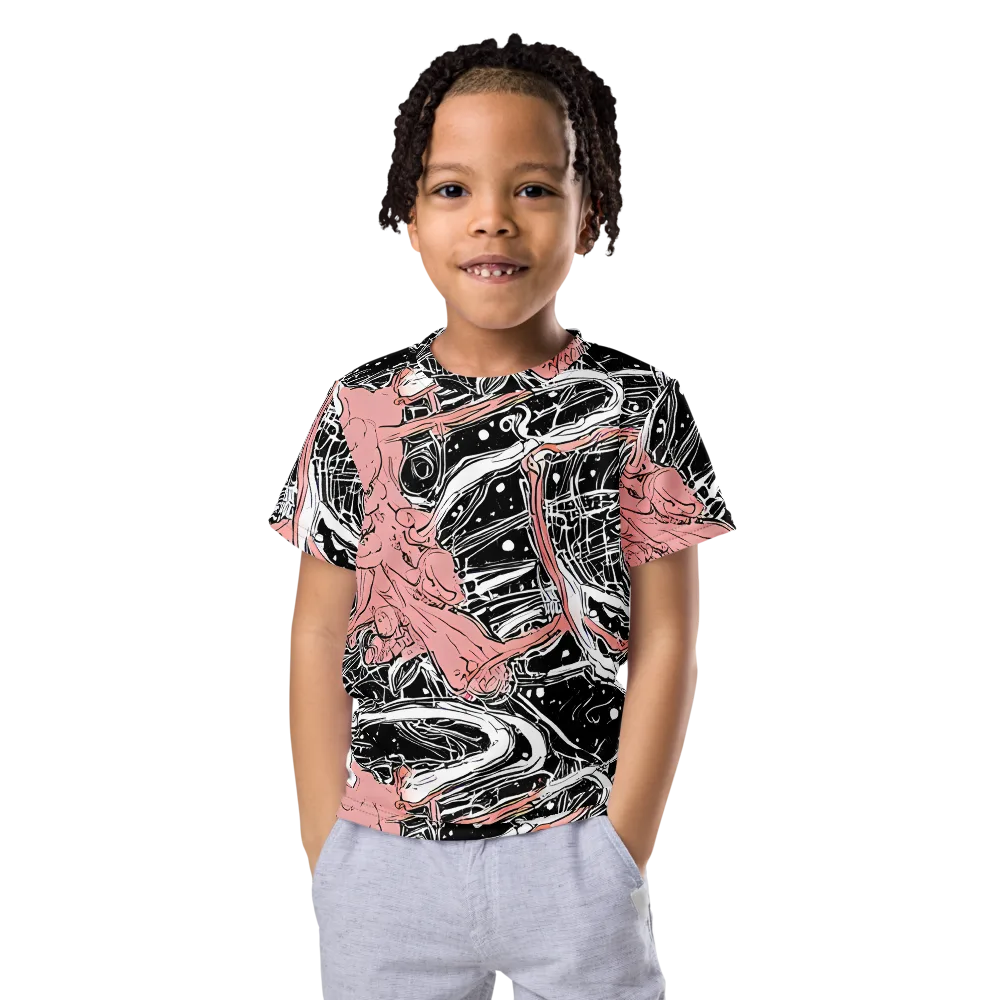 Blush Ink Current on Kids Crew Neck T-Shirt — Front