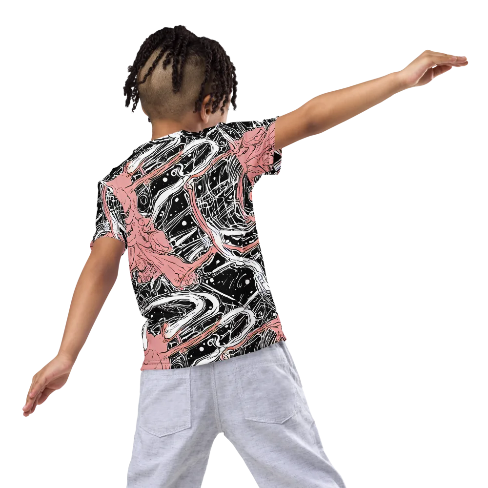 Blush Ink Current on Kids Crew Neck T-Shirt — Back
