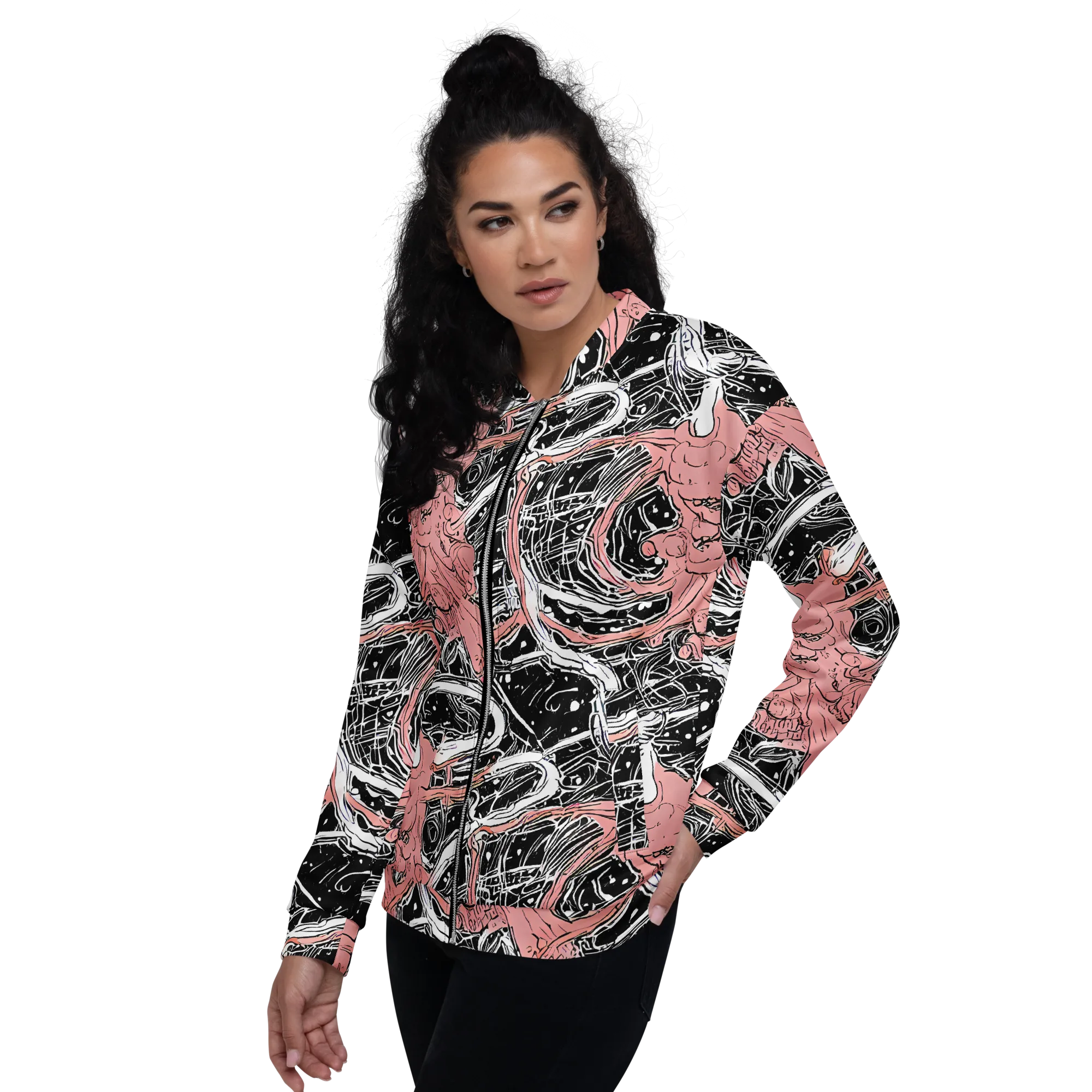 Blush Ink Current on Bomber Jacket — Left