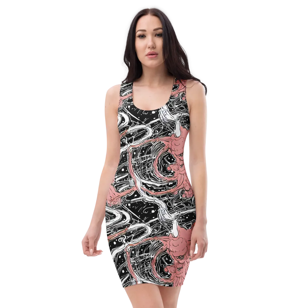 Blush Ink Current on Bodycon Dress — Front