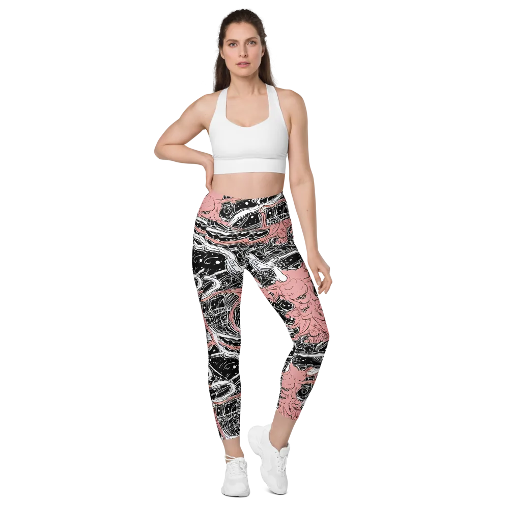 Blush Ink Current on Leggings with Pockets — Front
