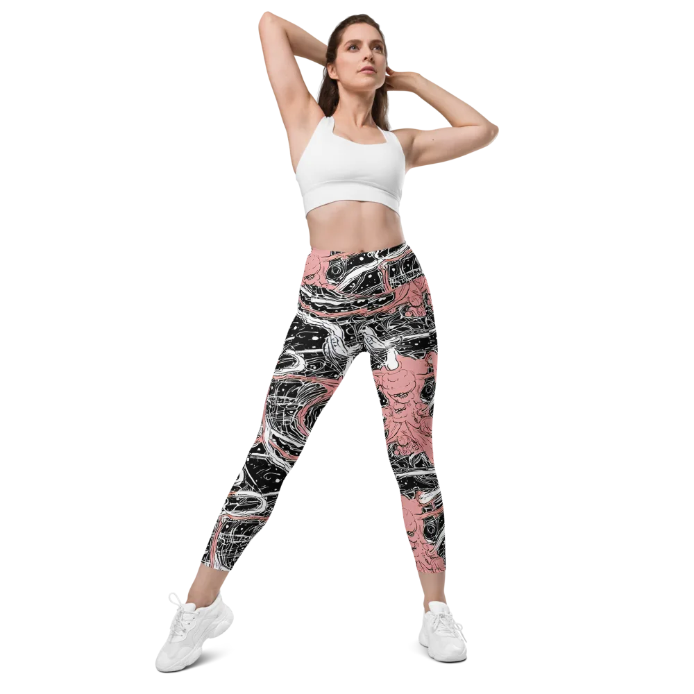 Blush Ink Current on Leggings with Pockets — Front