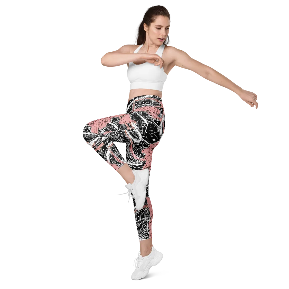 Blush Ink Current on Leggings with Pockets — Left Front
