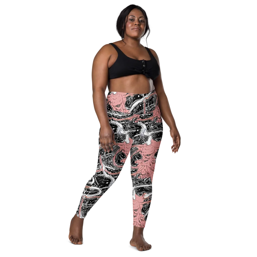 Blush Ink Current on Leggings with Pockets — Front