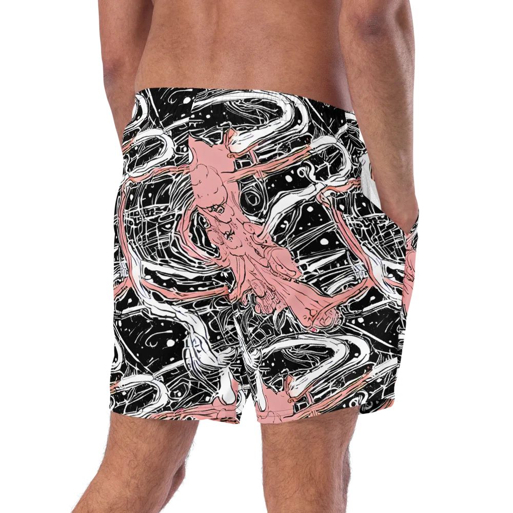 Blush Ink Current on Swim Trunks — Right Back
