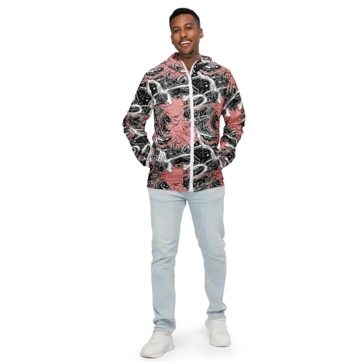 Blush Ink Current on a Men's Windbreaker