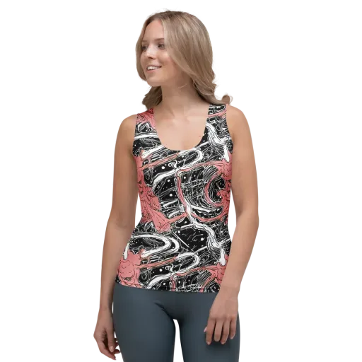 Blush Ink Current on a Women's Tank Top