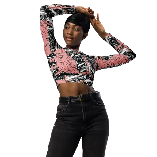 Blush Ink Current on a Long Sleeve Crop Top