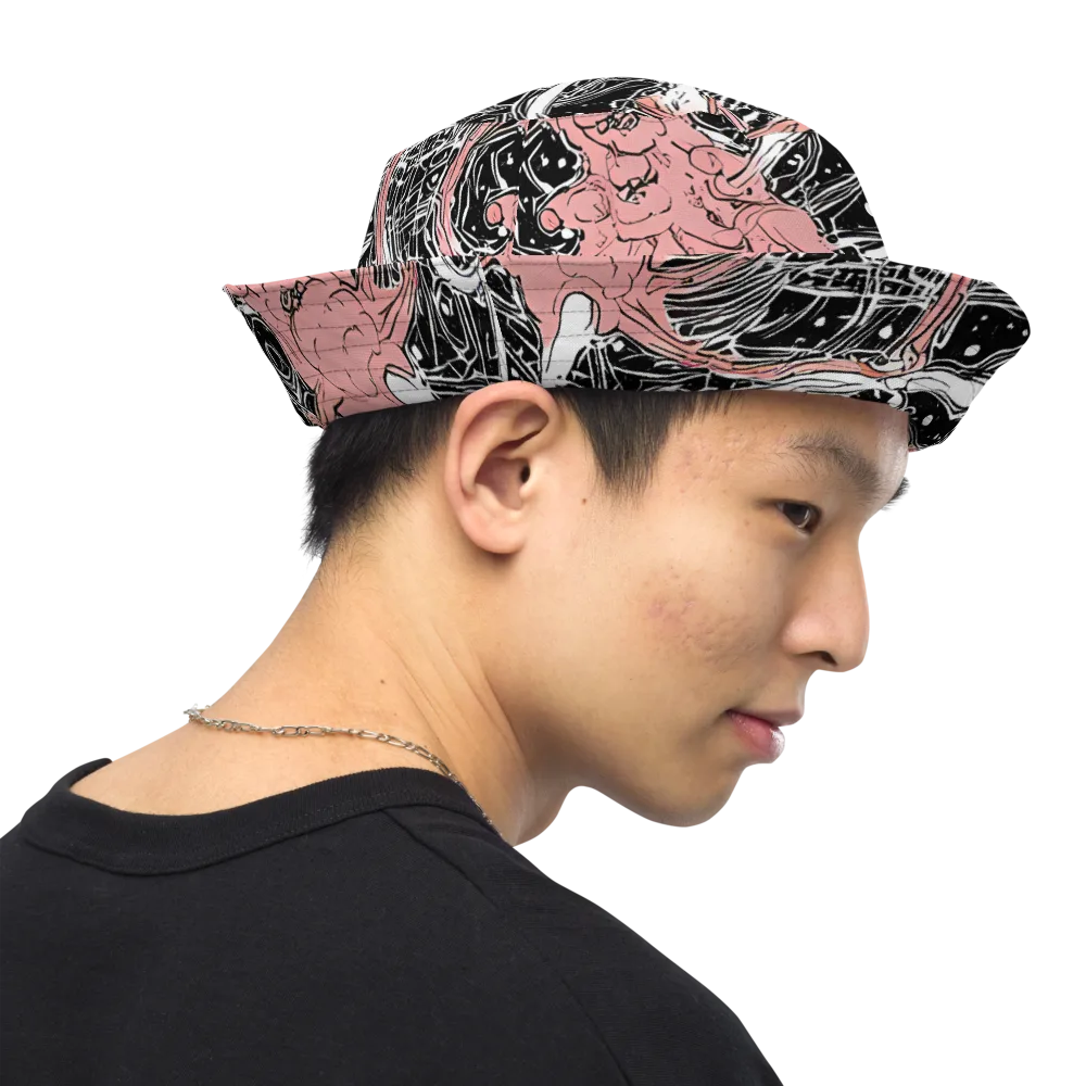 Blush Ink Current on Reversible Bucket Hat — Right Outside