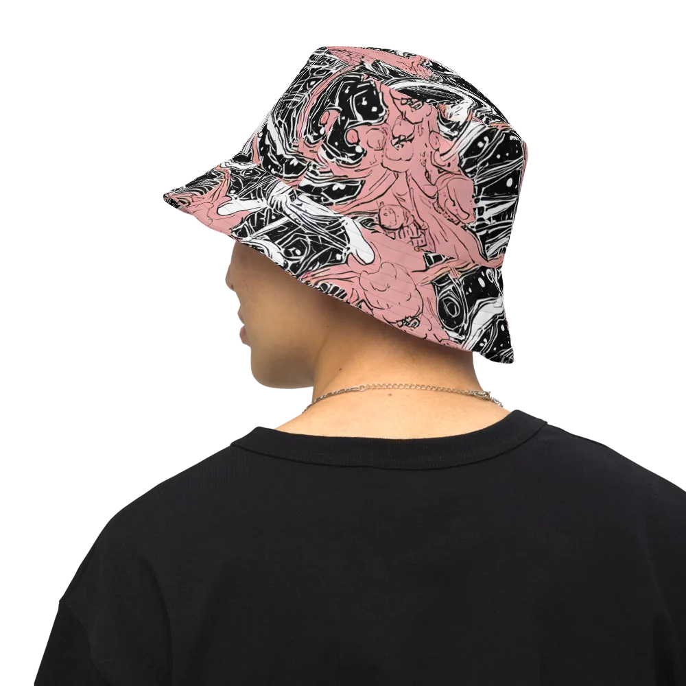 Blush Ink Current on Reversible Bucket Hat — Back Inside