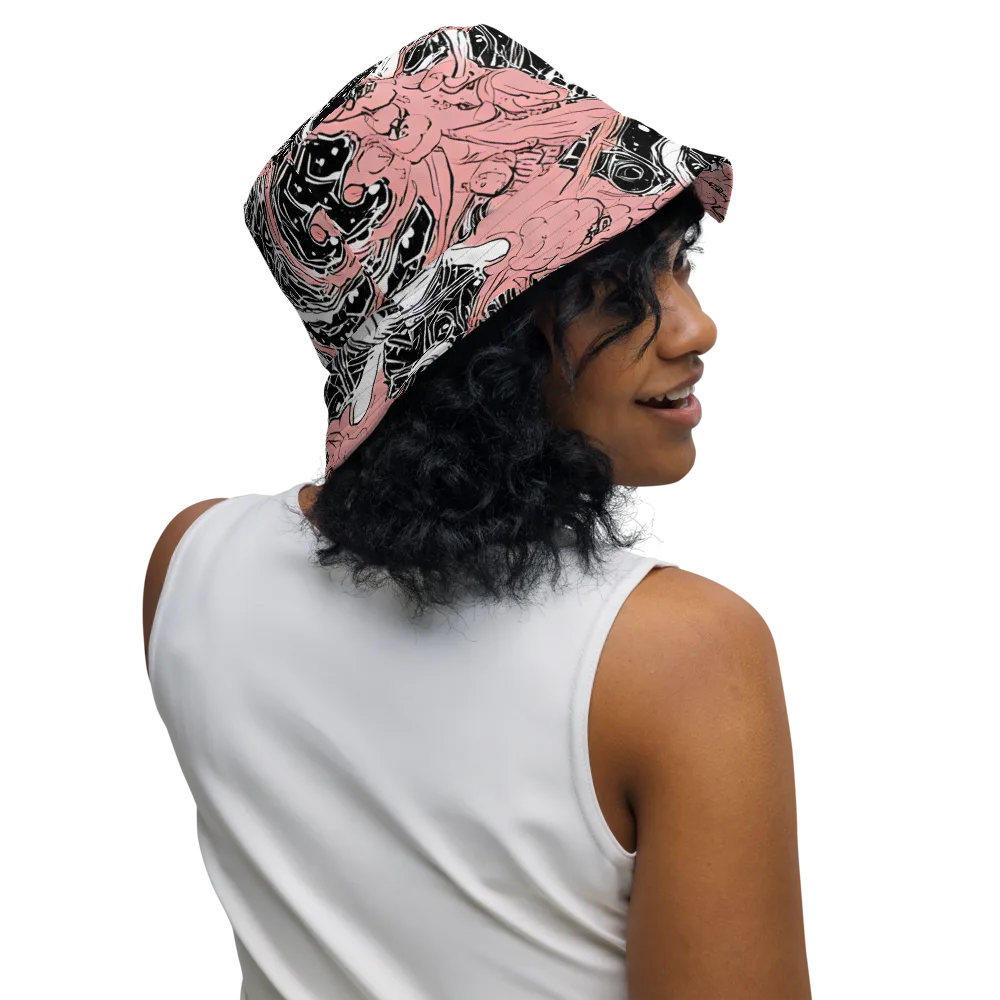 Blush Ink Current on Reversible Bucket Hat — Right Outside