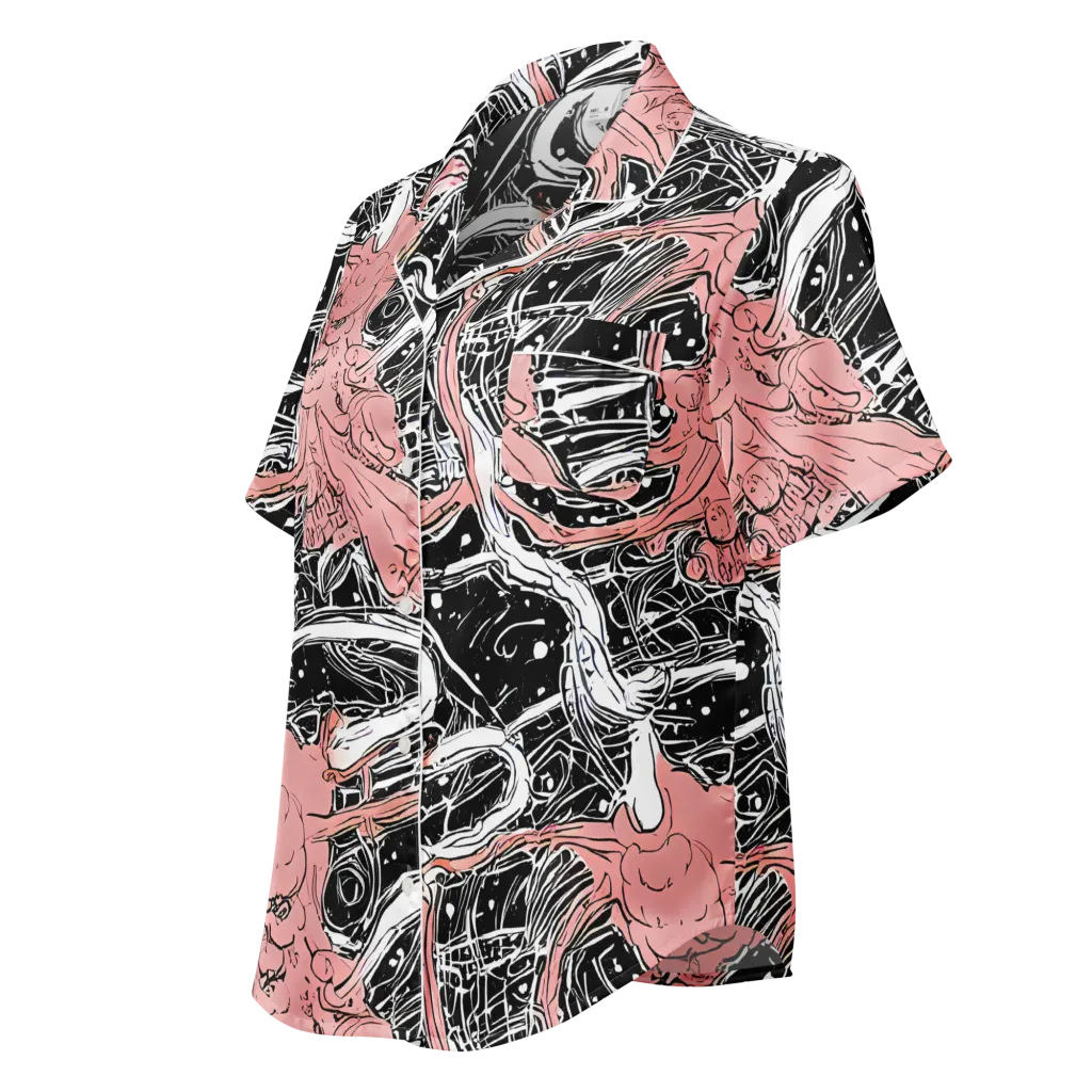 Blush Ink Current on Women's Short Sleeve Pajama Top — Left Front
