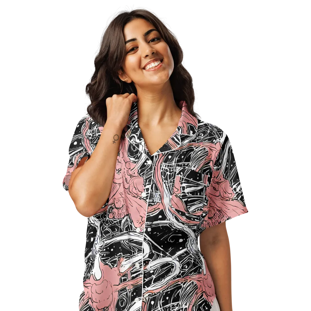 Blush Ink Current on Women's Short Sleeve Pajama Top — Front