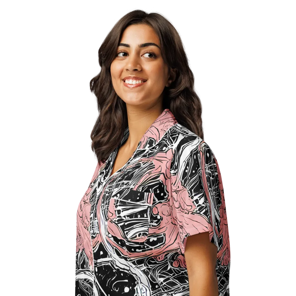 Blush Ink Current on Women's Short Sleeve Pajama Top — Left Front