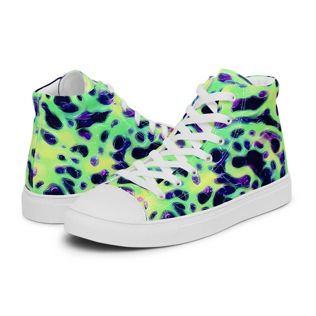 Luminous Ink on Men's High Top Canvas Shoes — Left