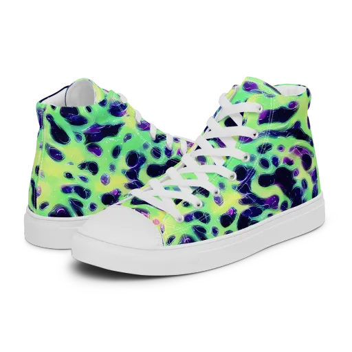 Luminous Ink on a Men's High Top Canvas Shoes