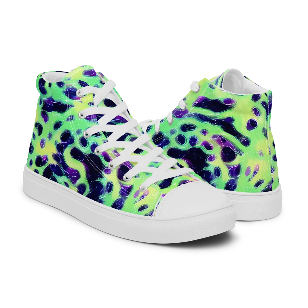 Luminous Ink on Men's High Top Canvas Shoes — Right