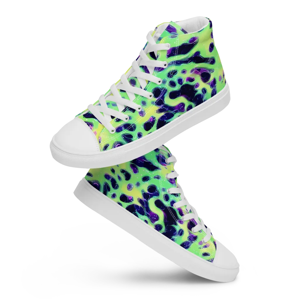 Luminous Ink on Men's High Top Canvas Shoes — Front