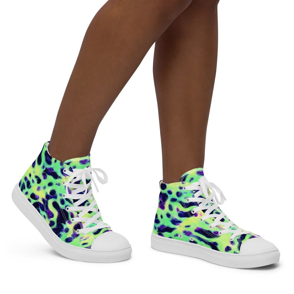 Luminous Ink on Women's High Top Canvas Shoes — Right