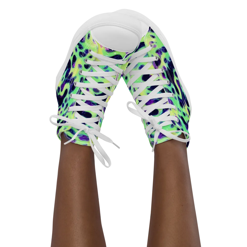 Luminous Ink on Women's High Top Canvas Shoes — Front
