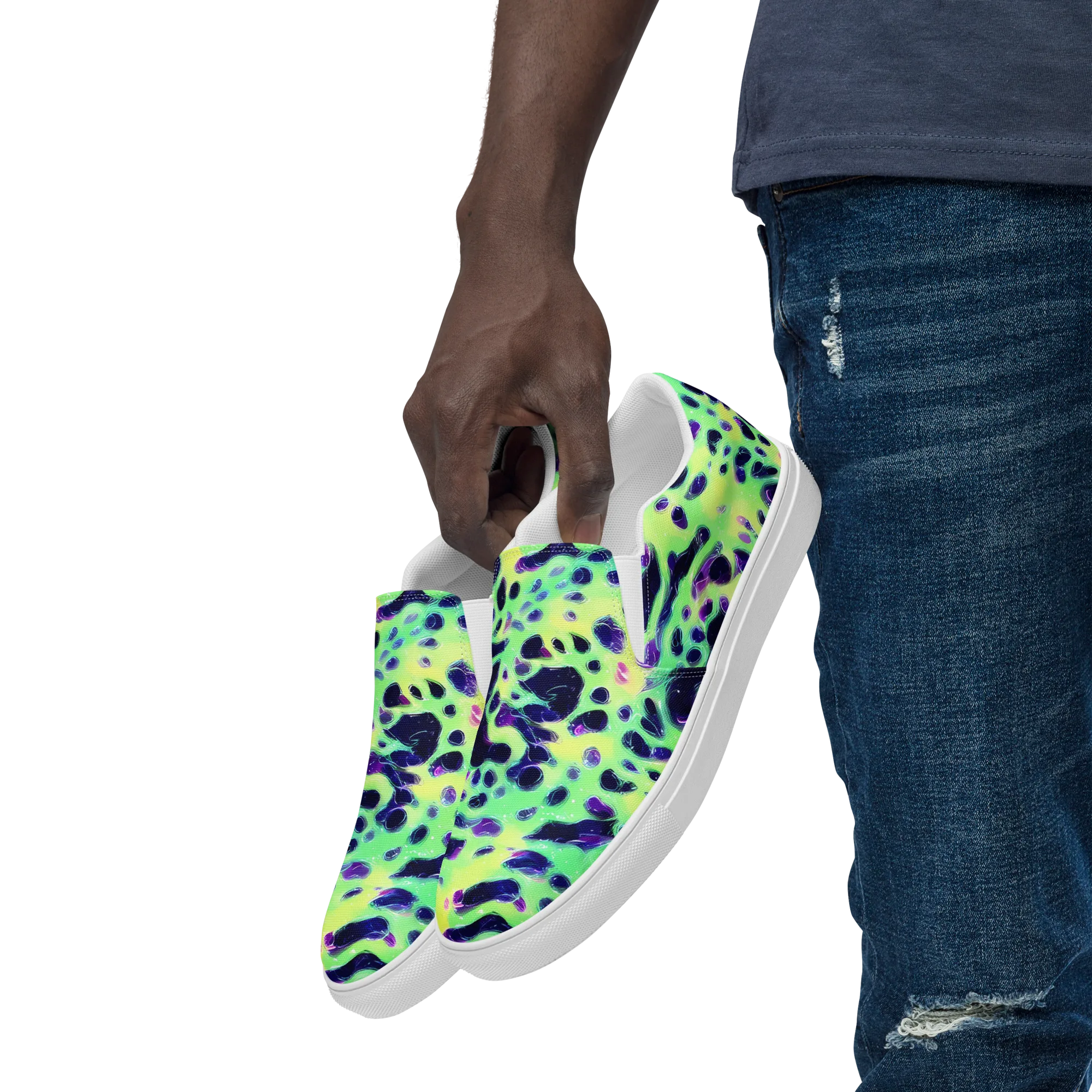 Luminous Ink on Men's Slip-On Canvas Shoes — Left Front