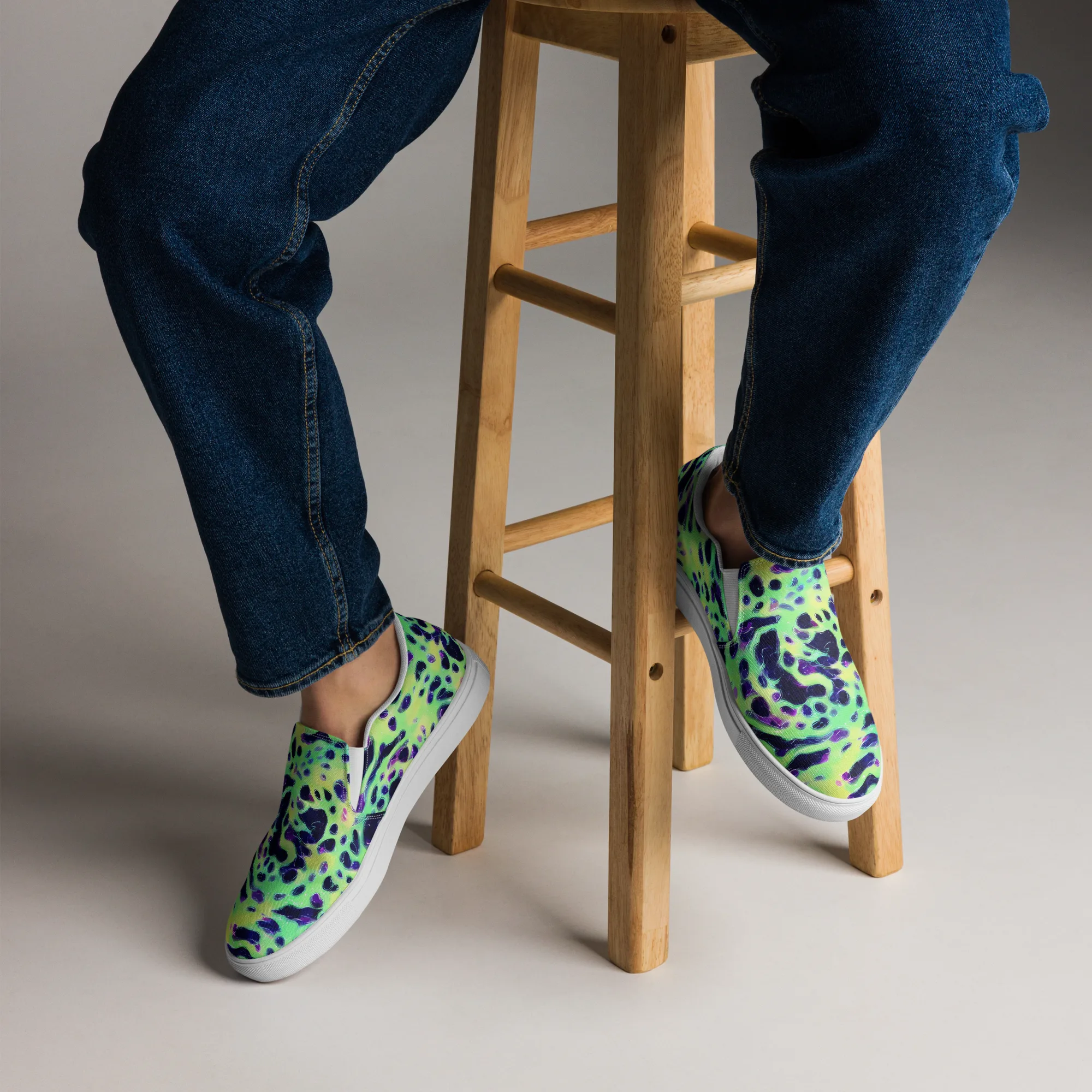 Luminous Ink on Men's Slip-On Canvas Shoes — Front