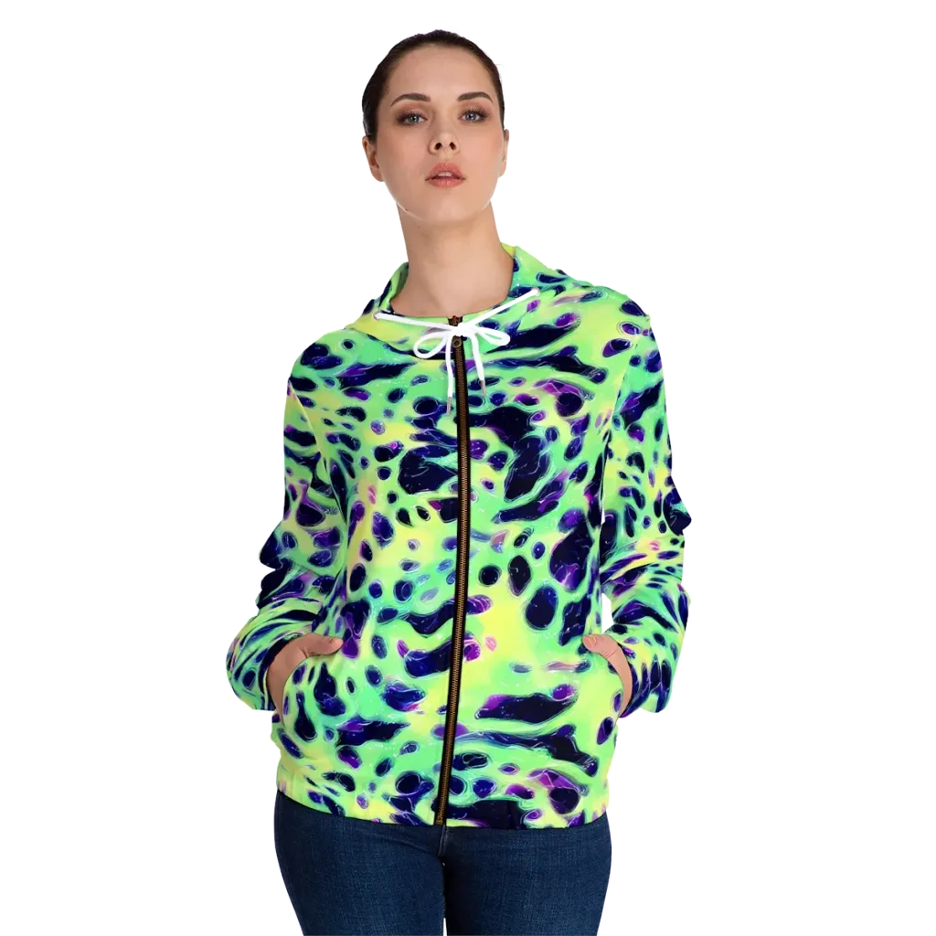 Luminous Ink on Women's Full-Zip Hoodie — Front On Person