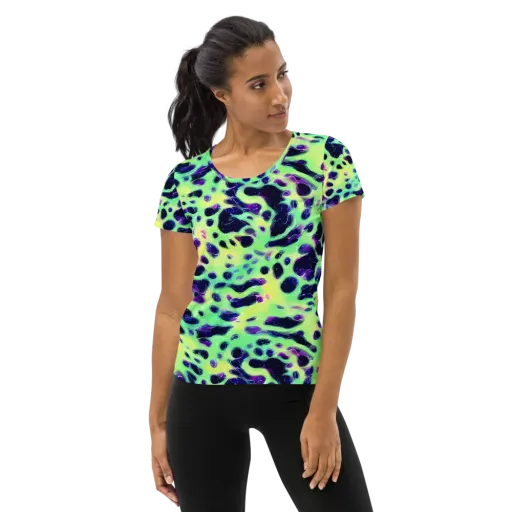 Luminous Ink on a Women's Athletic T-Shirt