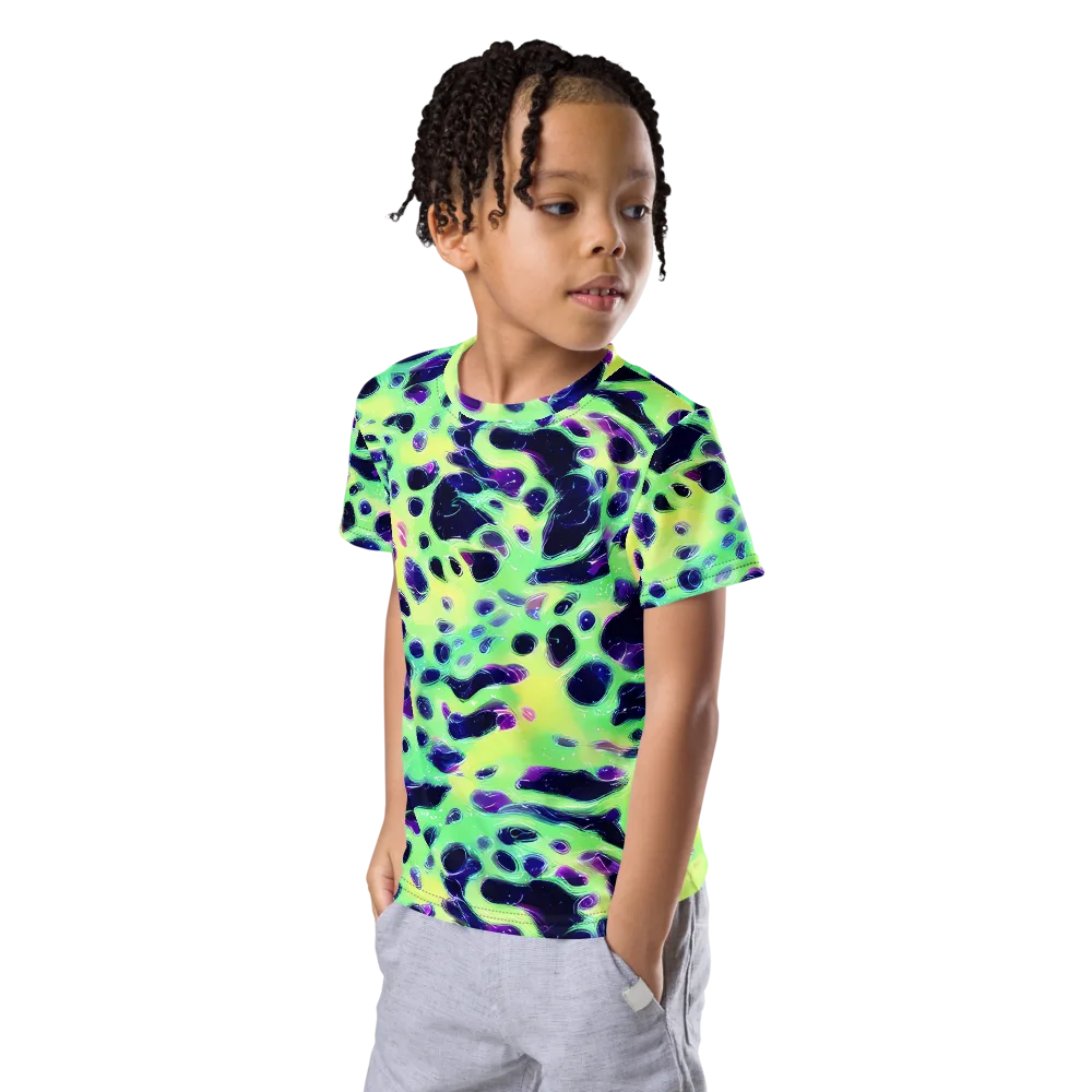 Luminous Ink on Kids Crew Neck T-Shirt — Left Front