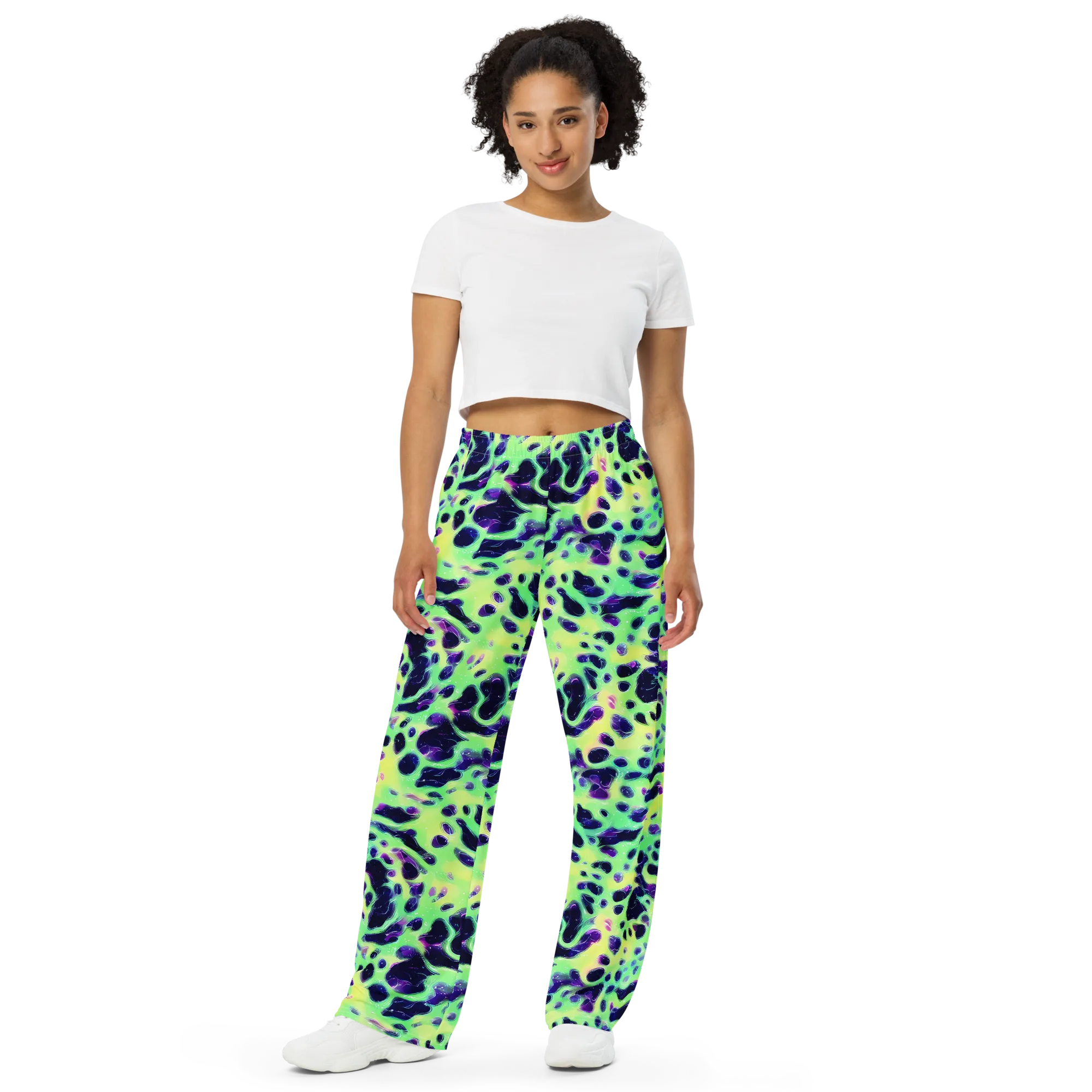 Luminous Ink on Wide-Leg Pants — Front
